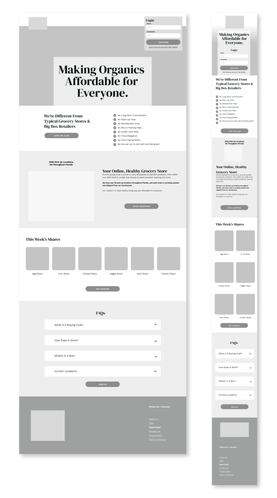 Wireframes of e-commerce user interface design, and branding